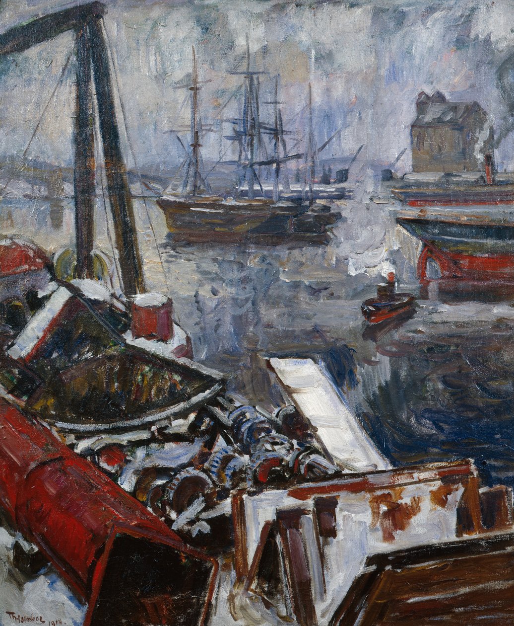 Vanuit de haven van Oslo door Thorolf Holmboe