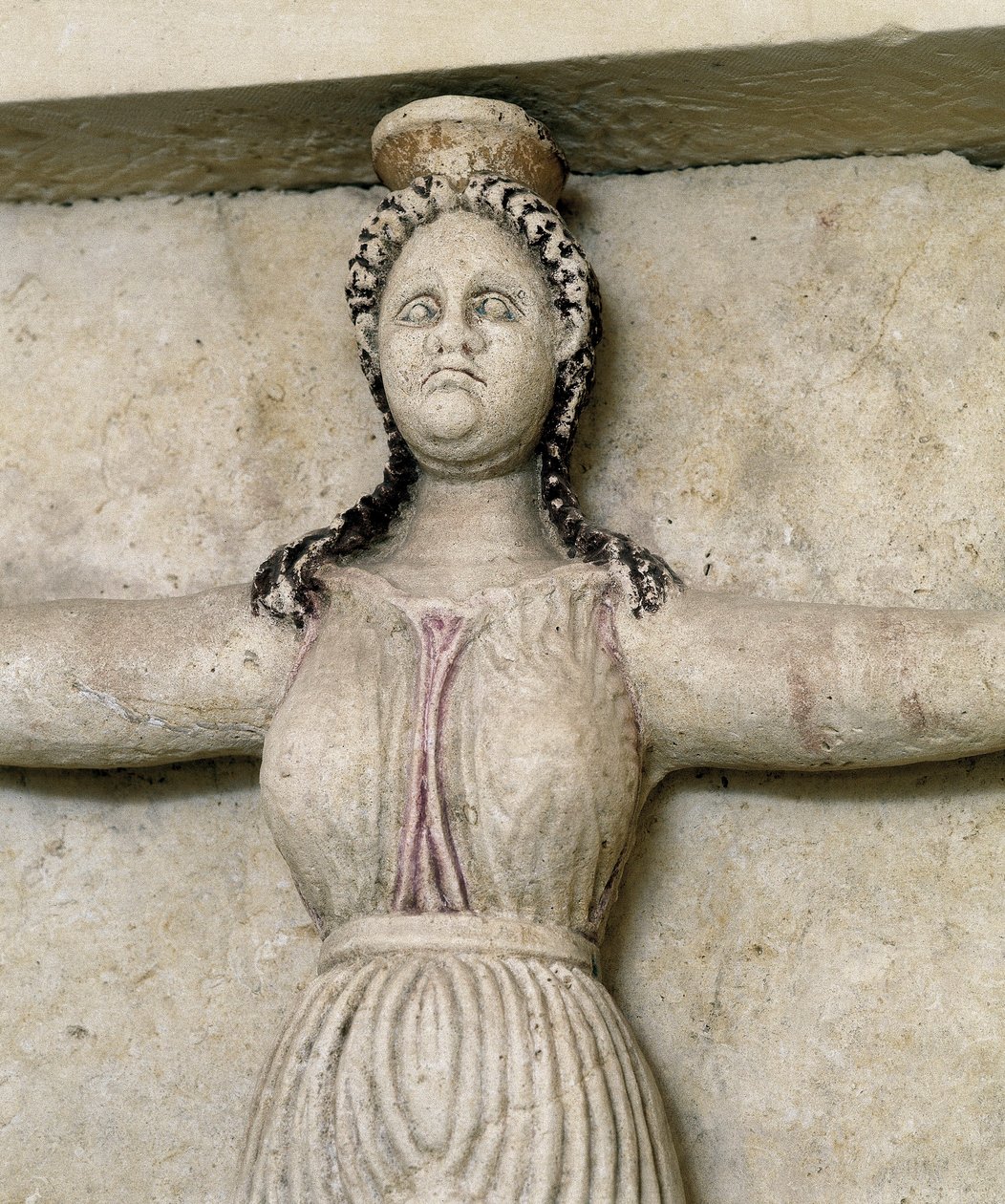 Thracische tombe van Sveshtari, detail van een standbeeld van een vrouw in Atlas, 3e eeuw v.Chr. door Thracian Thracian