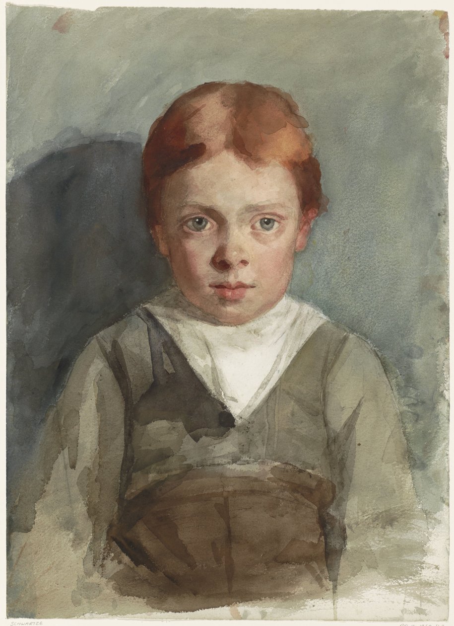 Portret van een jongetje met rood haar, van voren door Thérèse Schwartze
