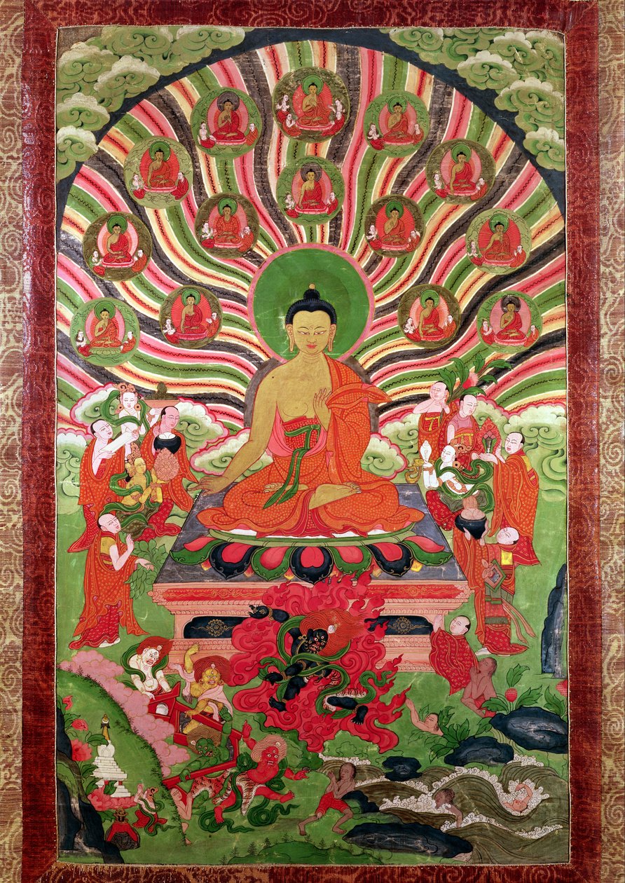 Scènes uit het leven van Boeddha door Tibetan School