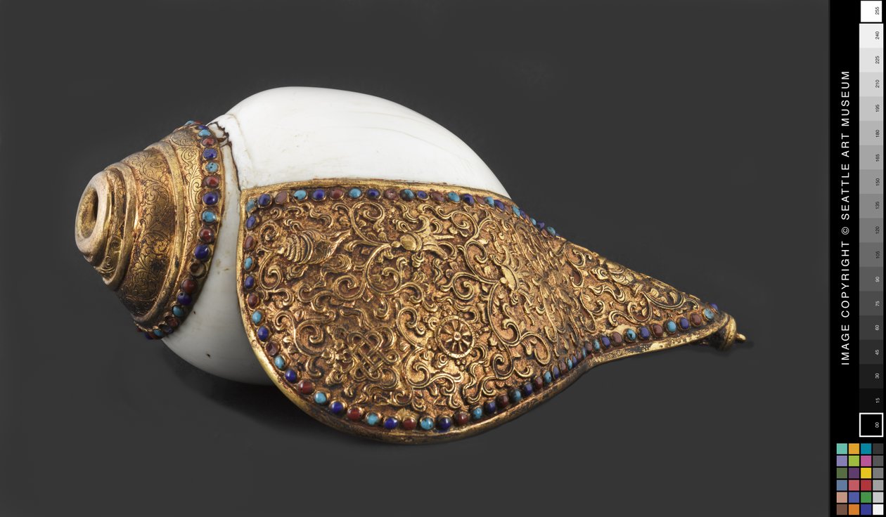 Boeddhistische rituele schelp trompet, ca. 1750-1850 door Tibetan School