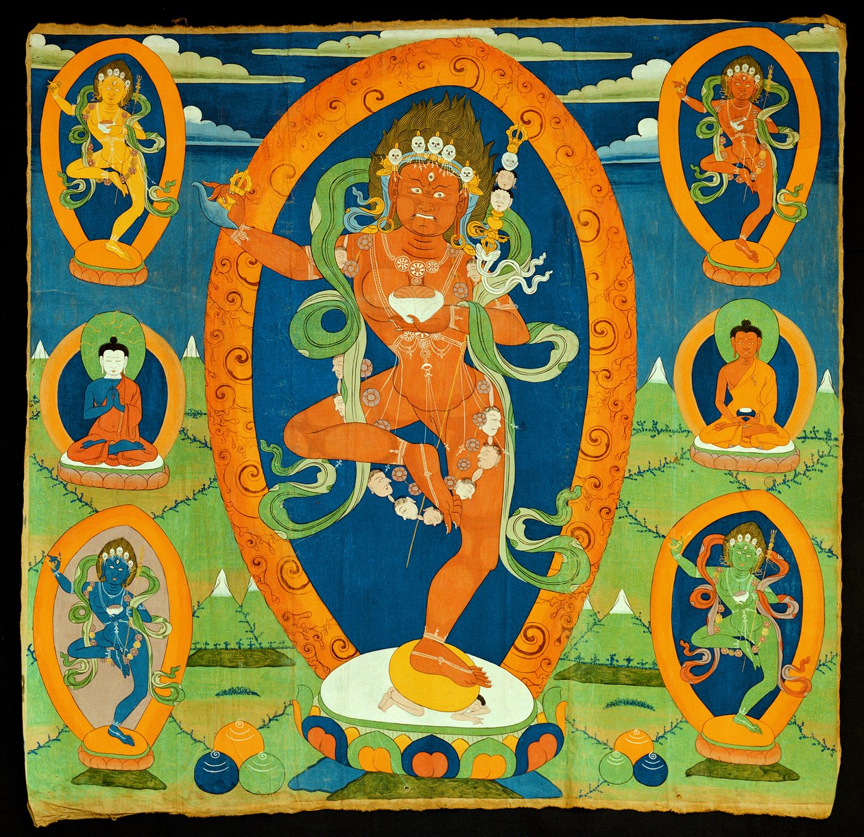 Thangka schilderij met de Dakini Vajravarahi (Do rje pag mo) Tibetaans (tempera op calico) door Tibetan School