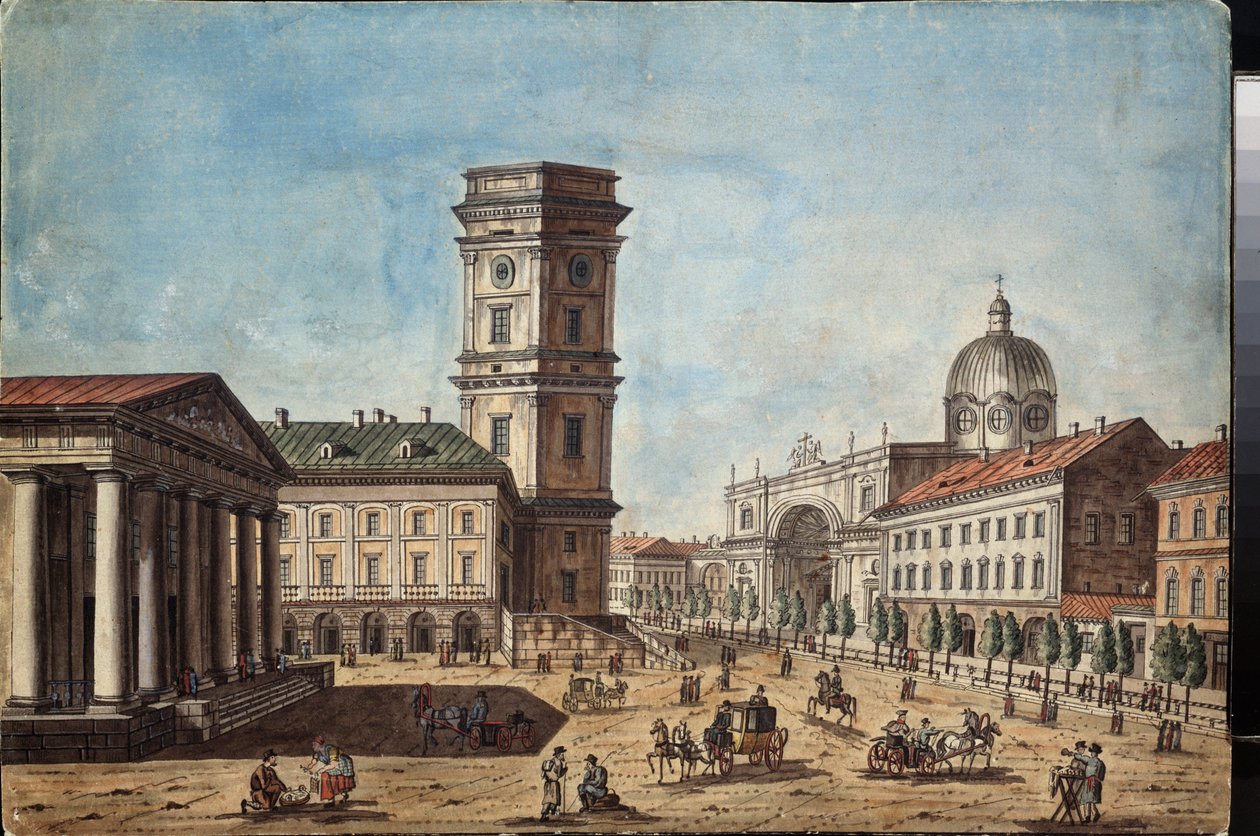 Zicht op de Nevsky Prospekt in Sint-Petersburg door Timofei Alexeyevich Vasilyev