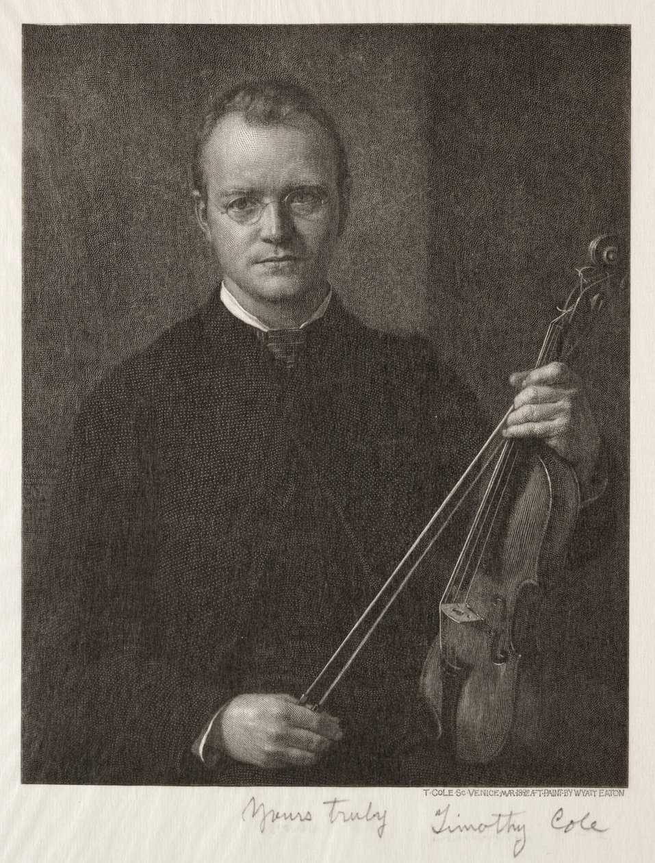 Oude Italiaanse Meesters: Portret van Timothy Cole Man met Viool, 1892 door Timothy Cole