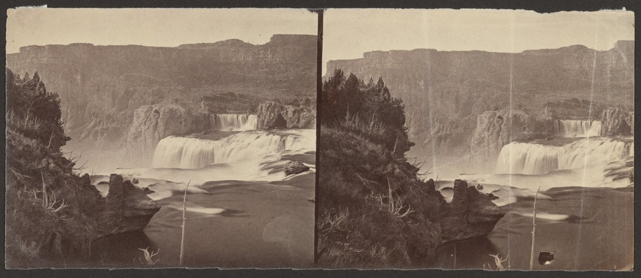 [Shosone Falls, Snake River, Idaho, uitzicht rond het middaguur, aangrenzende rotswanden van ongeveer 1.000 voet hoog] door Timothy H. O