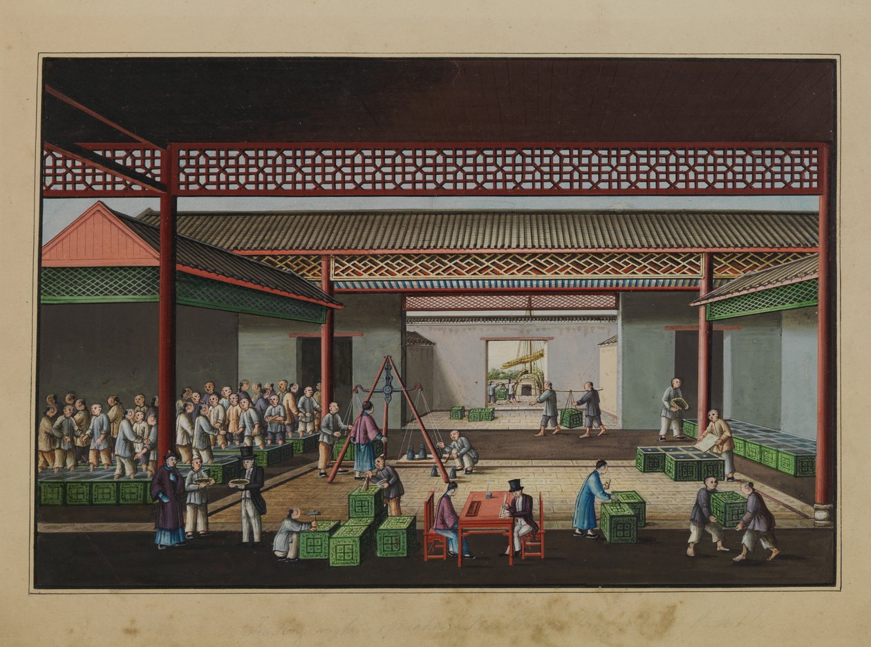 Thee wegen en kopen, c.1860 (aquarel op papier) door Tinqua