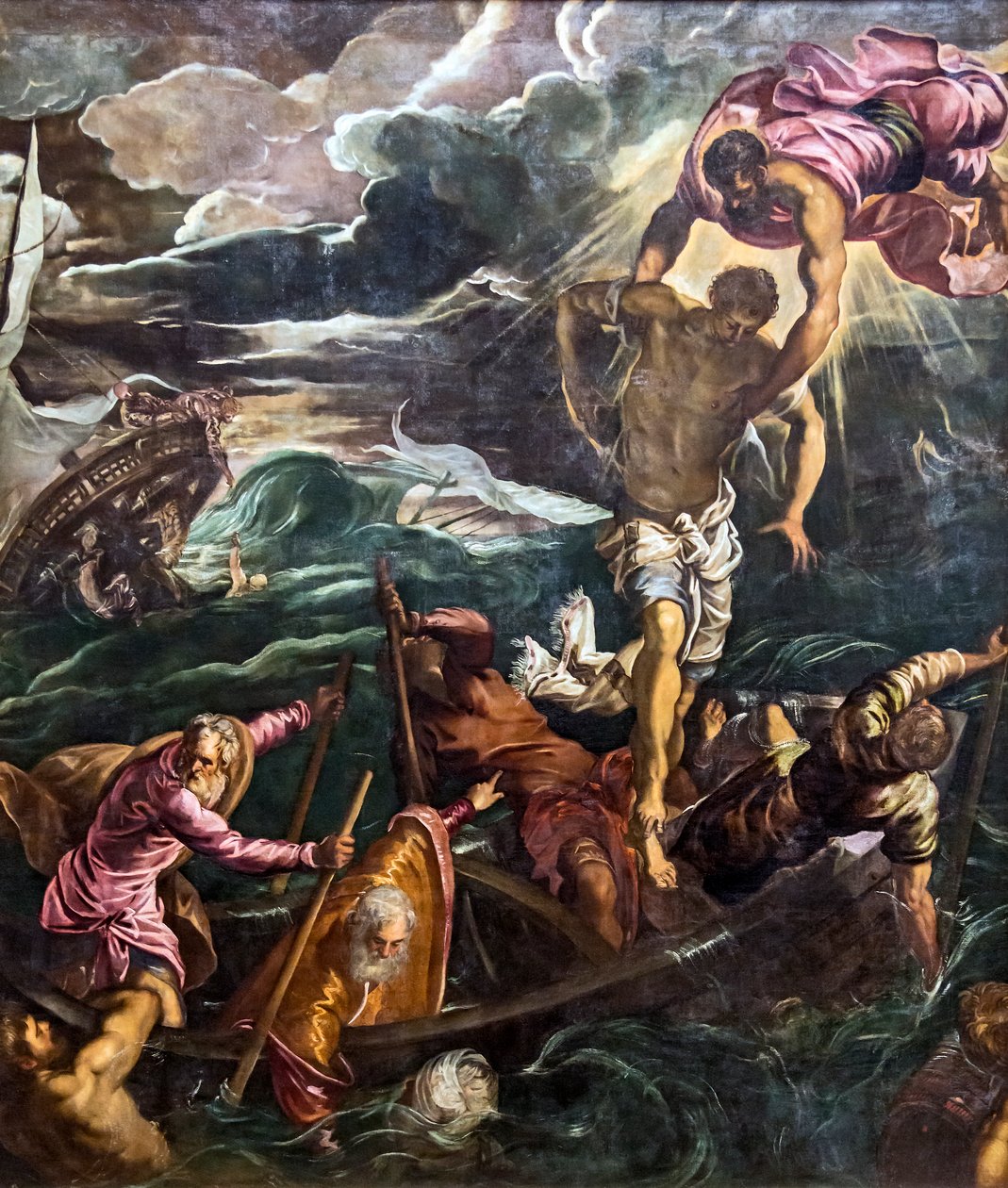 San Marco redt een bok tijdens een schipbreuk door Tintoretto
