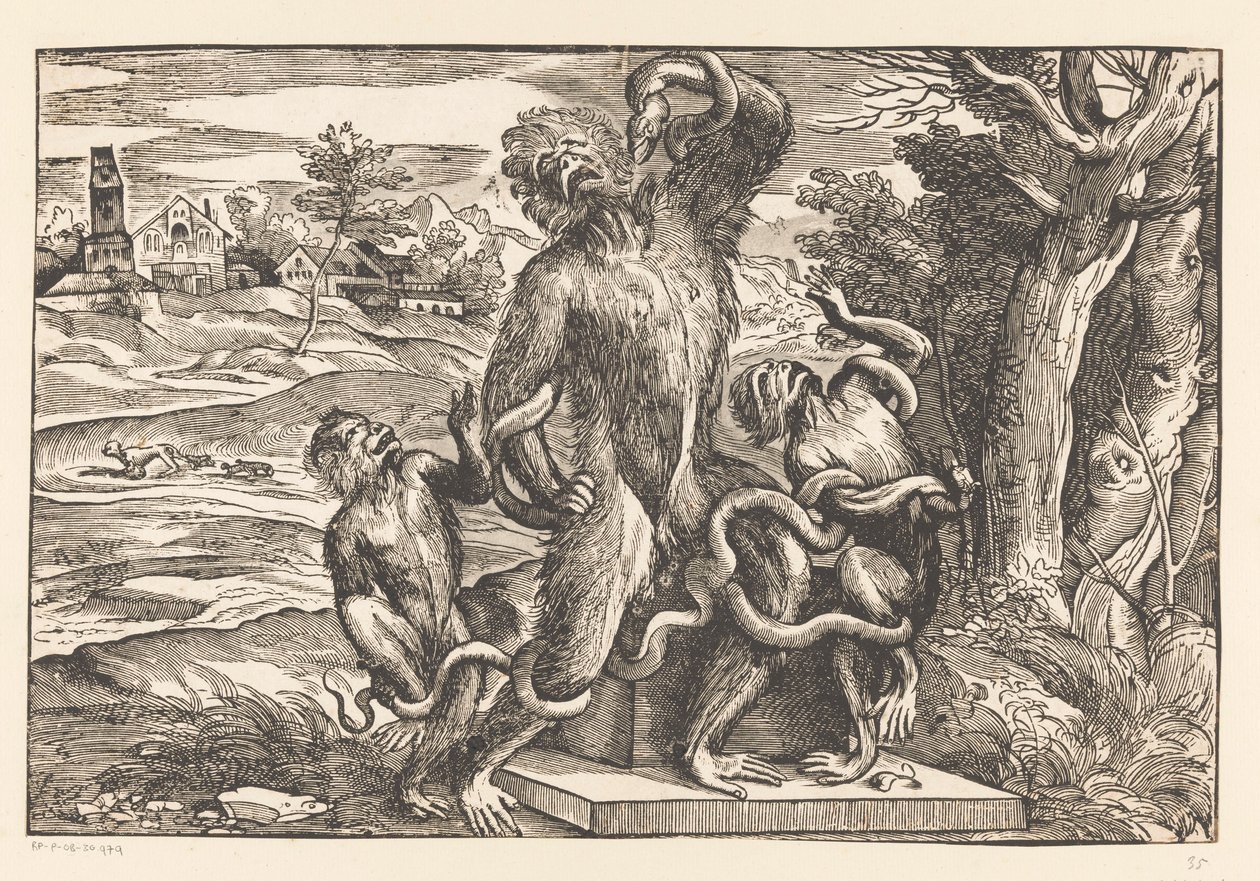 Karikatuur op de Laocoöngroep door Titiaan