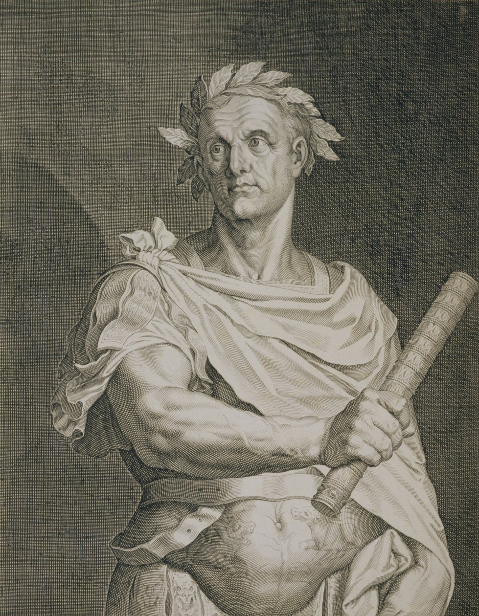 C. Julius Caesar (100-44 v.Chr.) Keizer van Rome gegraveerd door Aegidius Sadeler (1570-1629) door Tiziano Vecelli