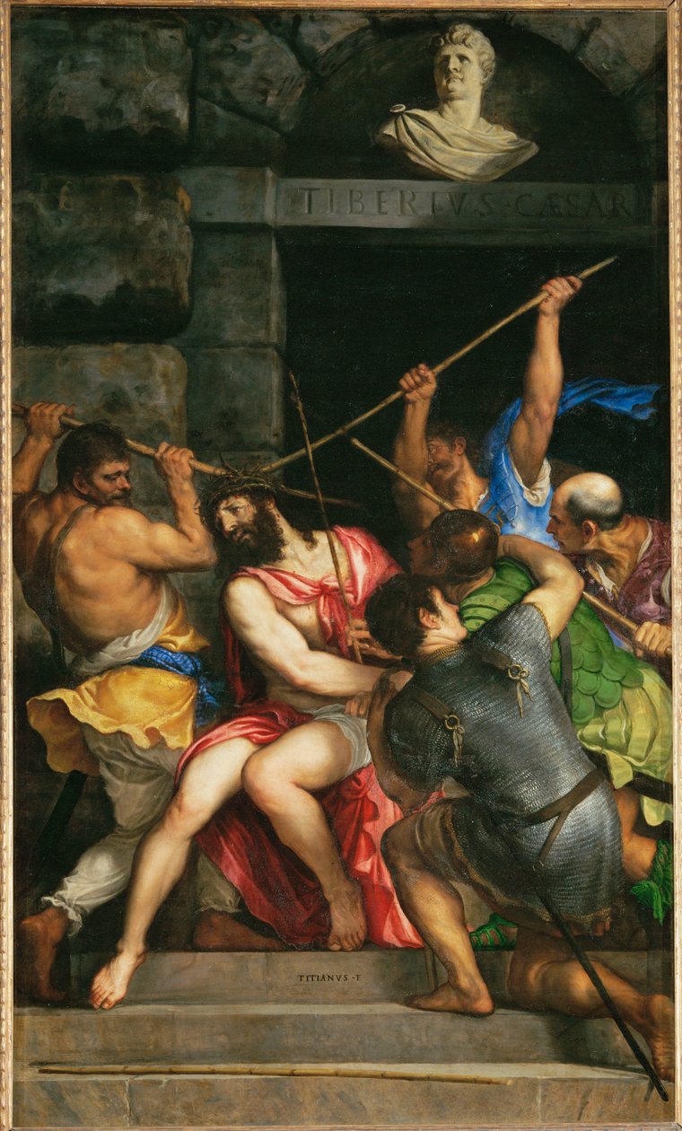 Christus gekroond met de doornenkroon ... door Titian (c.1488 1576)