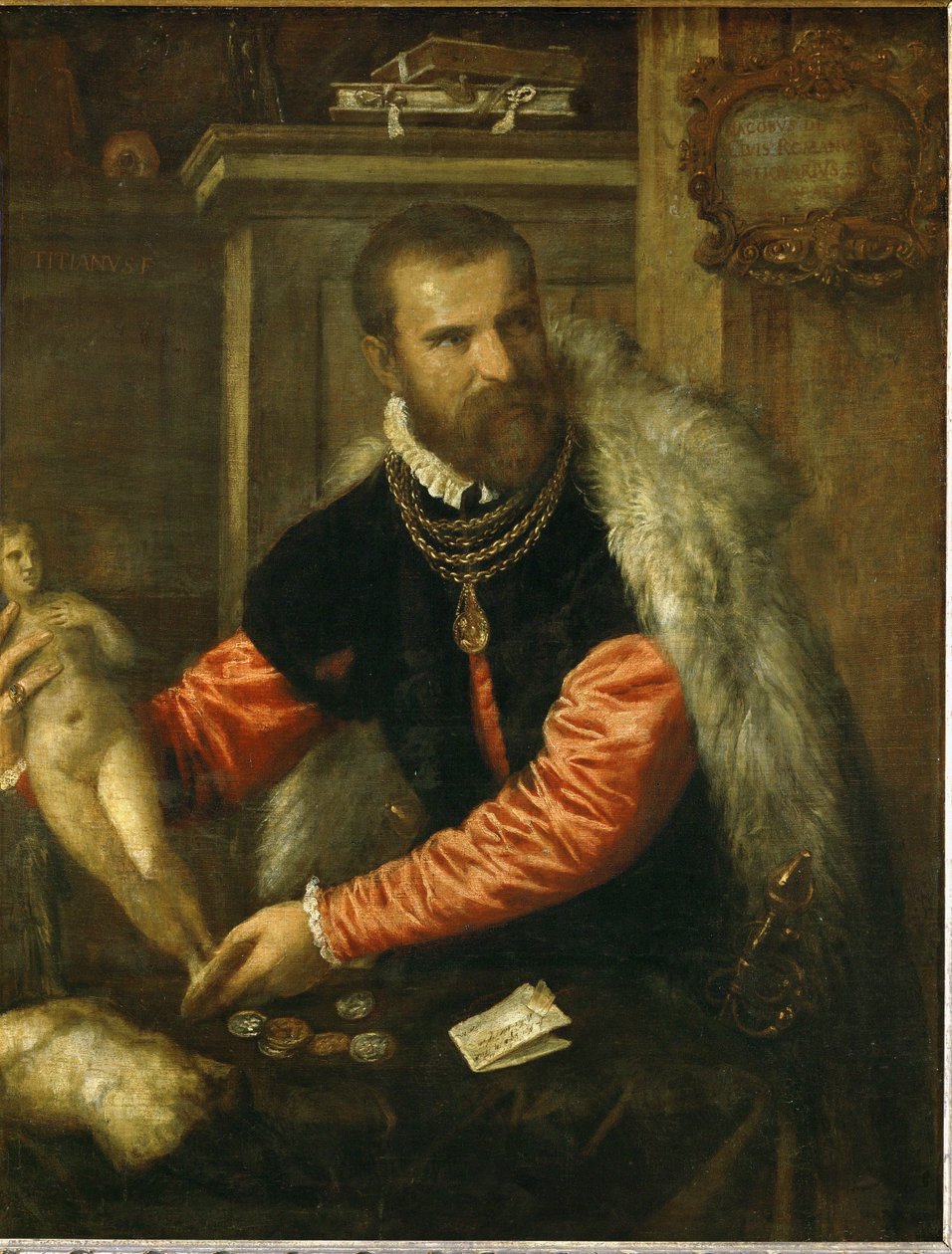 Jacopo de Strada ... (olieverf op doek) door Titian (c.1488 1576)