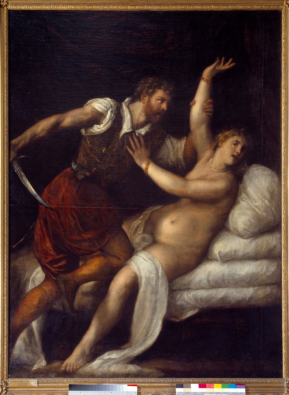 De verkrachting van Lucretia of Tarquinius en Lucretia door Tiziano Vecelli