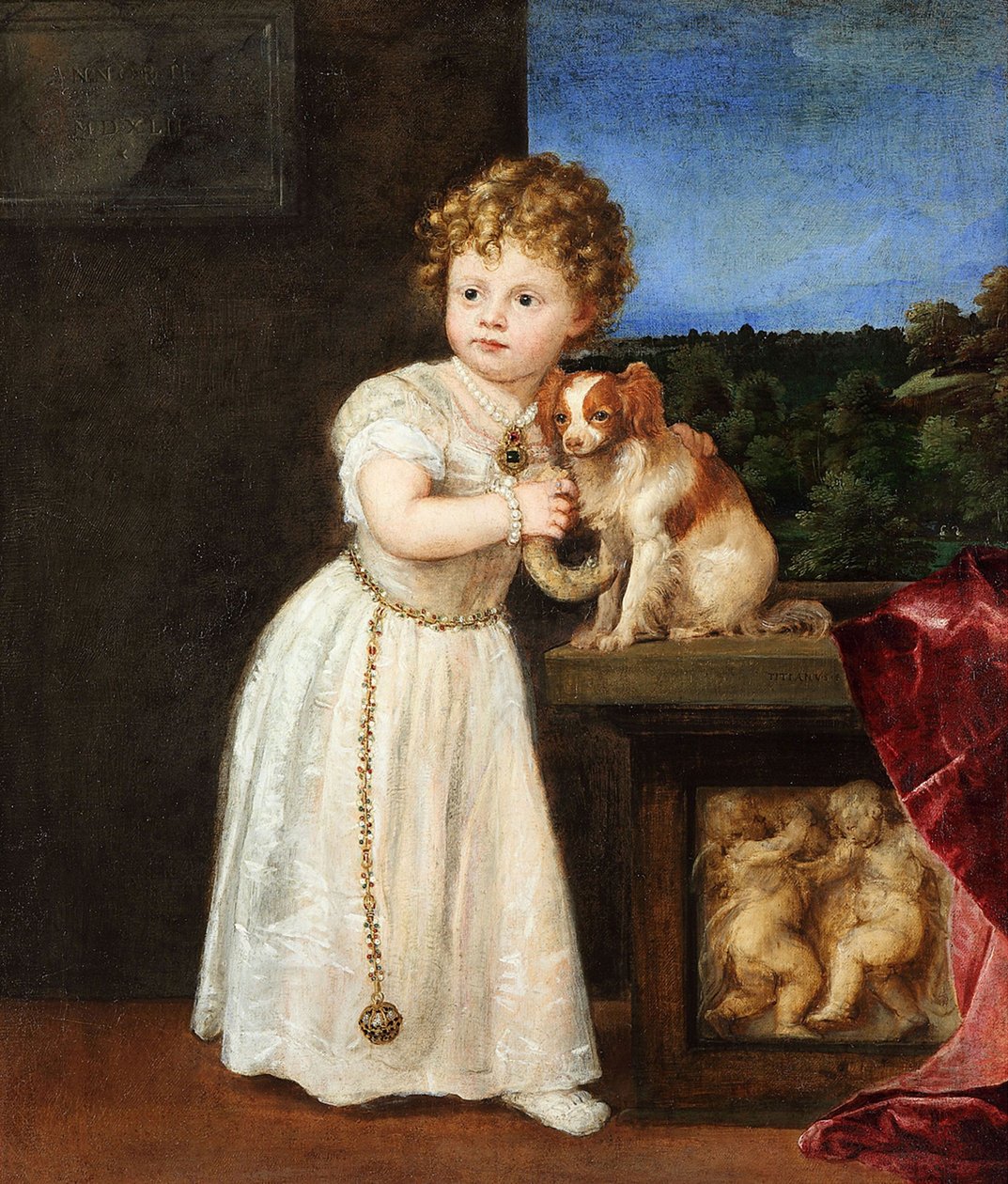 Duits: Clarissa Strozzi (1540-1581) op tweejarige leeftijd Portret van Clarissa Strozzi door Titian