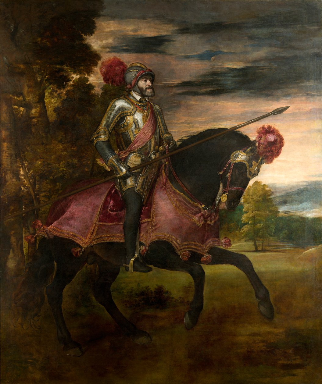 Spaans:  Carlos V en la batalla de Mühlberg Ruitersportret van Karel V door Titian