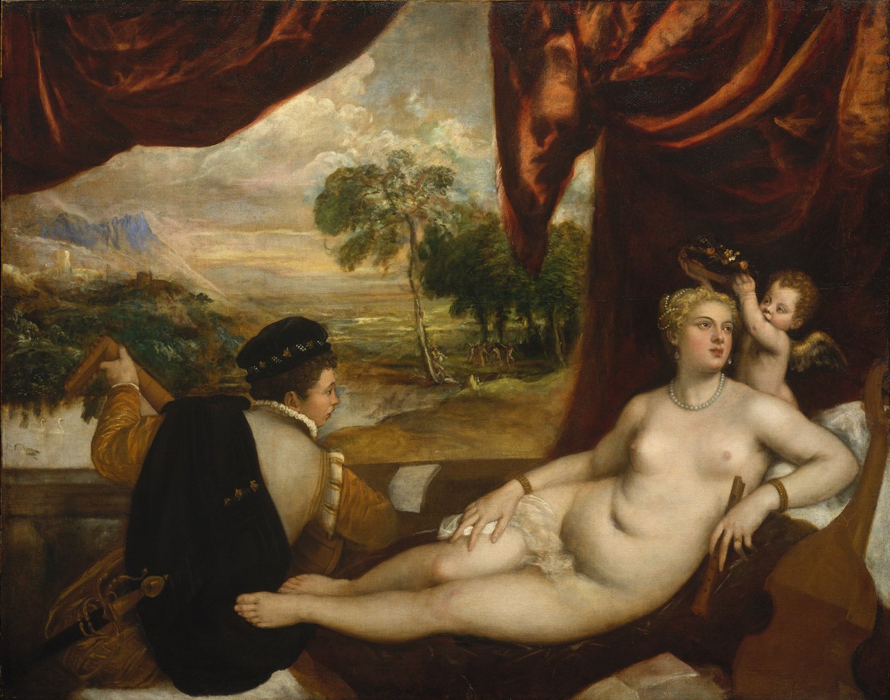 Venus en de Luitspeler door Tiziano Vecelli