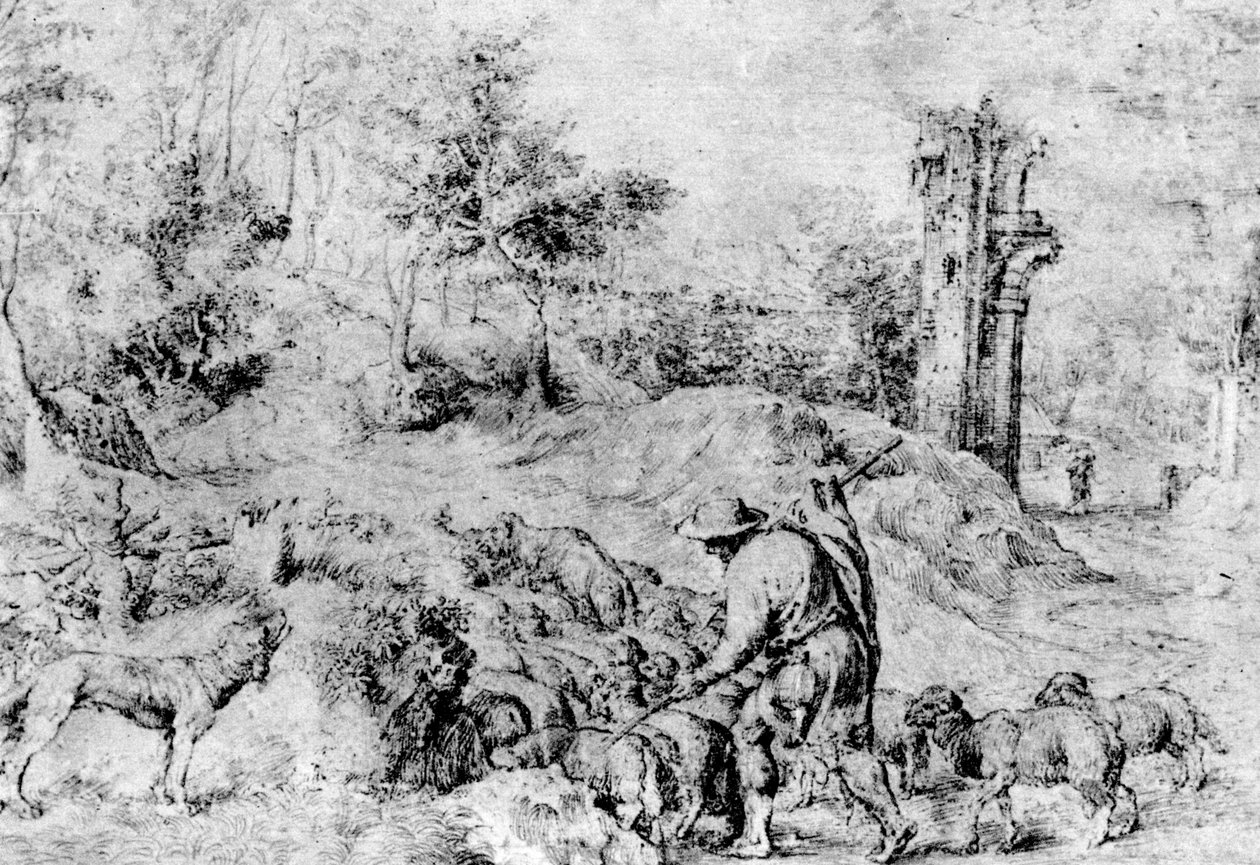 Landschap met herder en kudde, c1520, 1937 door Tiziano Vecelli