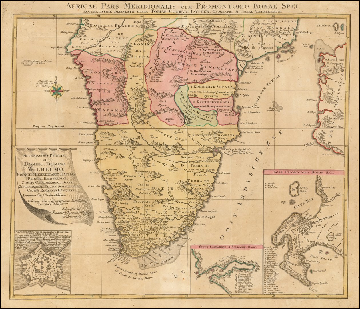 Kaart van zuidelijk Afrika uit 1778 door Tobias Conrad Lotter door Tobias Conrad Lotter
