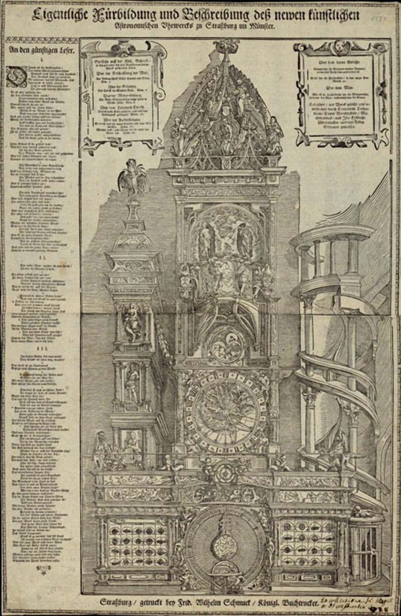 Werkelijke vorming en beschrijving van het nieuwe kunstmatige astronomische uurwerk in Straatsburg door Tobias Stimmer