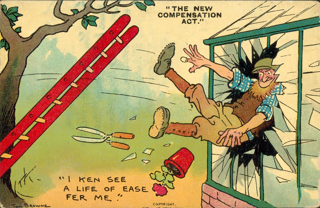 De nieuwe compensatiewet (kleurenlitho) door Tom Browne