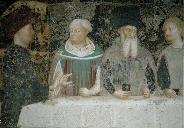 Het banket van Herodes, uit de cyclus van het leven van Sint Johannes de Doper door Tommaso Masolino da Panicale