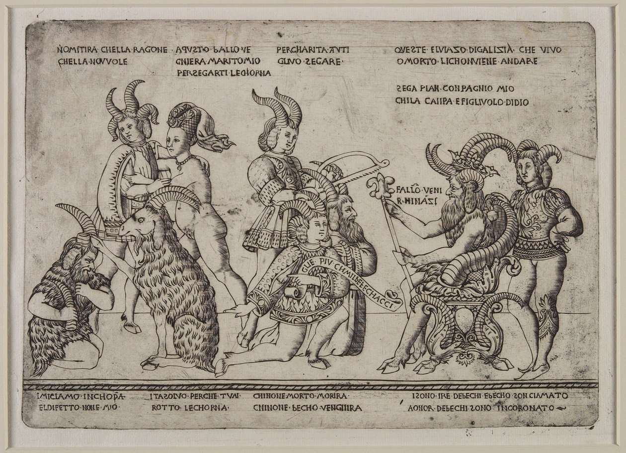 De Koning van de Geiten: Een Satire op Hoorns, c.1460-64 door Tommaso di Antonio Finiguerra