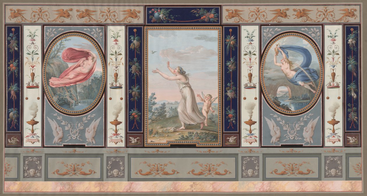 Uitgebreide Muurdecoratie met Endymion en Hebe door Tommaso Bigatti