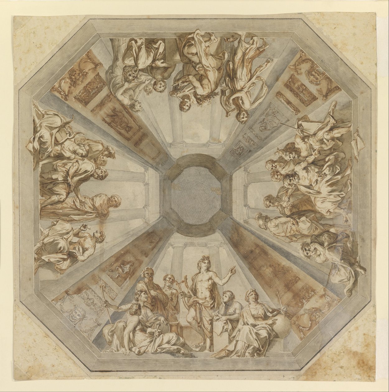 Studie voor De Triomf van Apollo voor het plafond van de Sala delle Muse, Museo Pio-Clementino, Vaticaan door Tommaso Conca