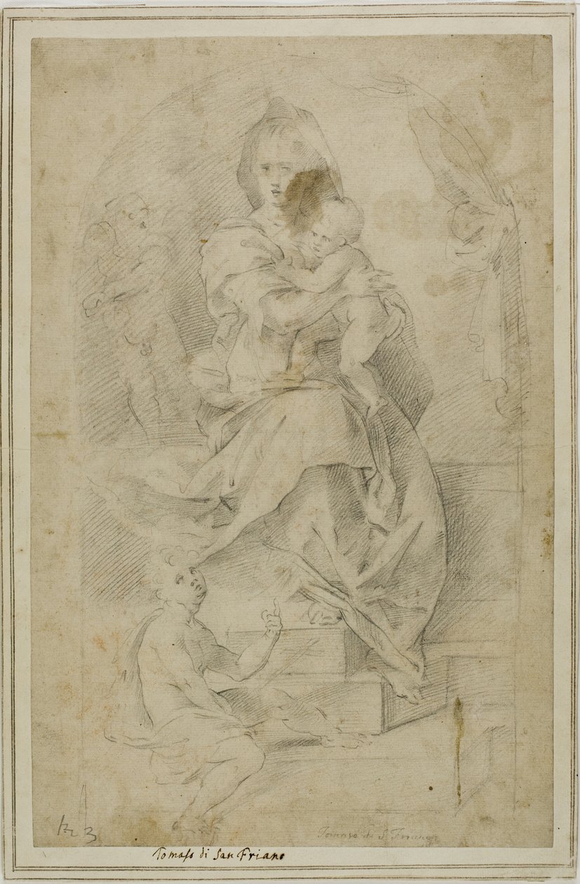 Madonna en kind met het kindje Johannes de Doper door Tommaso Manzuoli