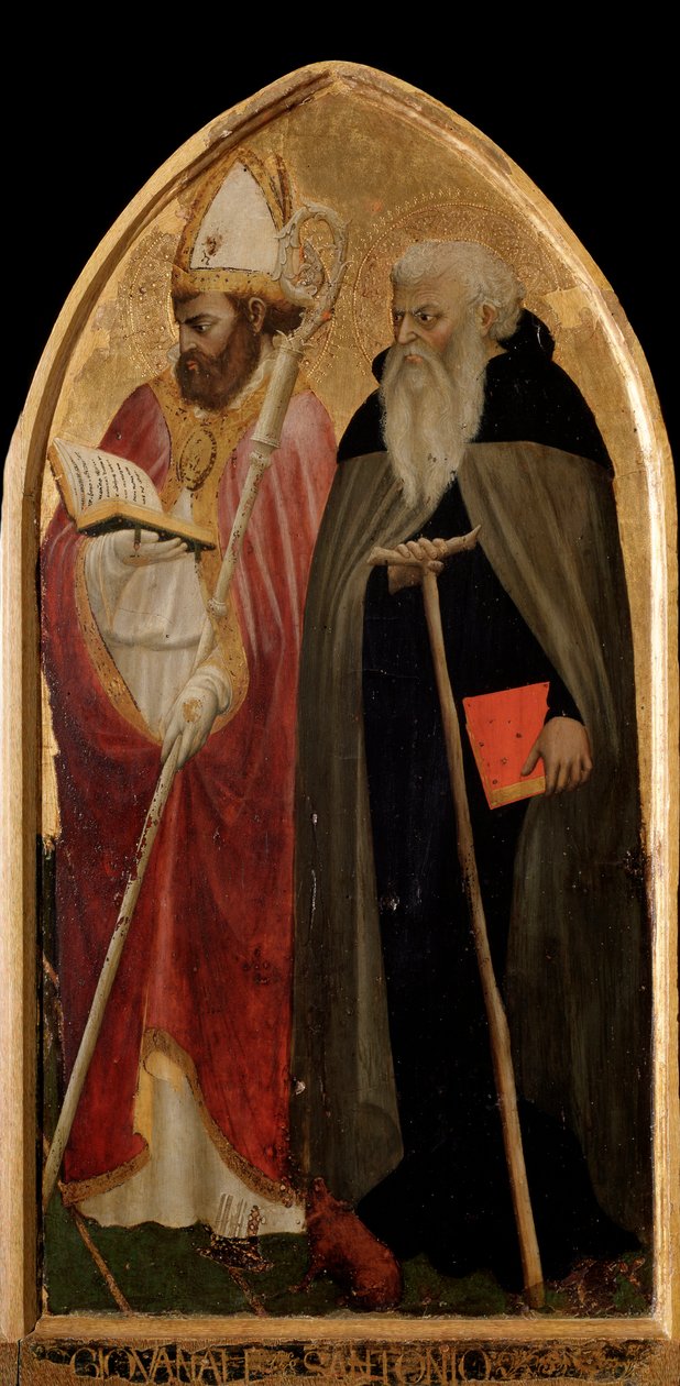 San Giovenale drieluik: rechterpaneel met Sint Antonius de Grote en Sint Juvenal door Tommaso Masaccio
