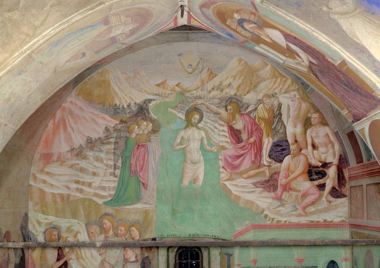 De Doop van Christus, uit de Cyclus van het Leven van St. Johannes de Doper door Tommaso Masolino da Panicale