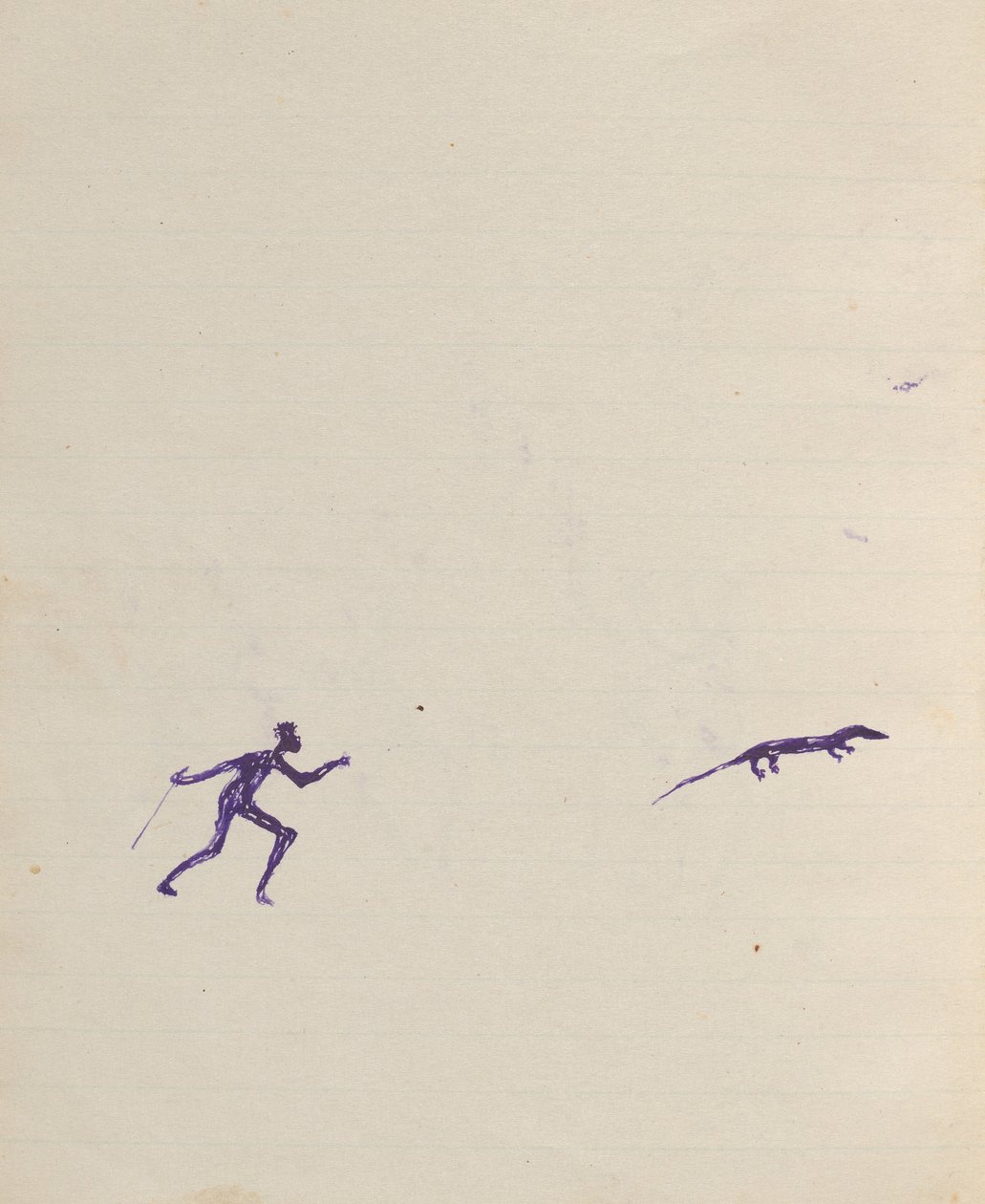 Kwatkwat mensen - (Aboriginals jagen op goanna) Schetsboek voornamelijk van activiteiten van Aboriginals en Witten door Tommy McRae