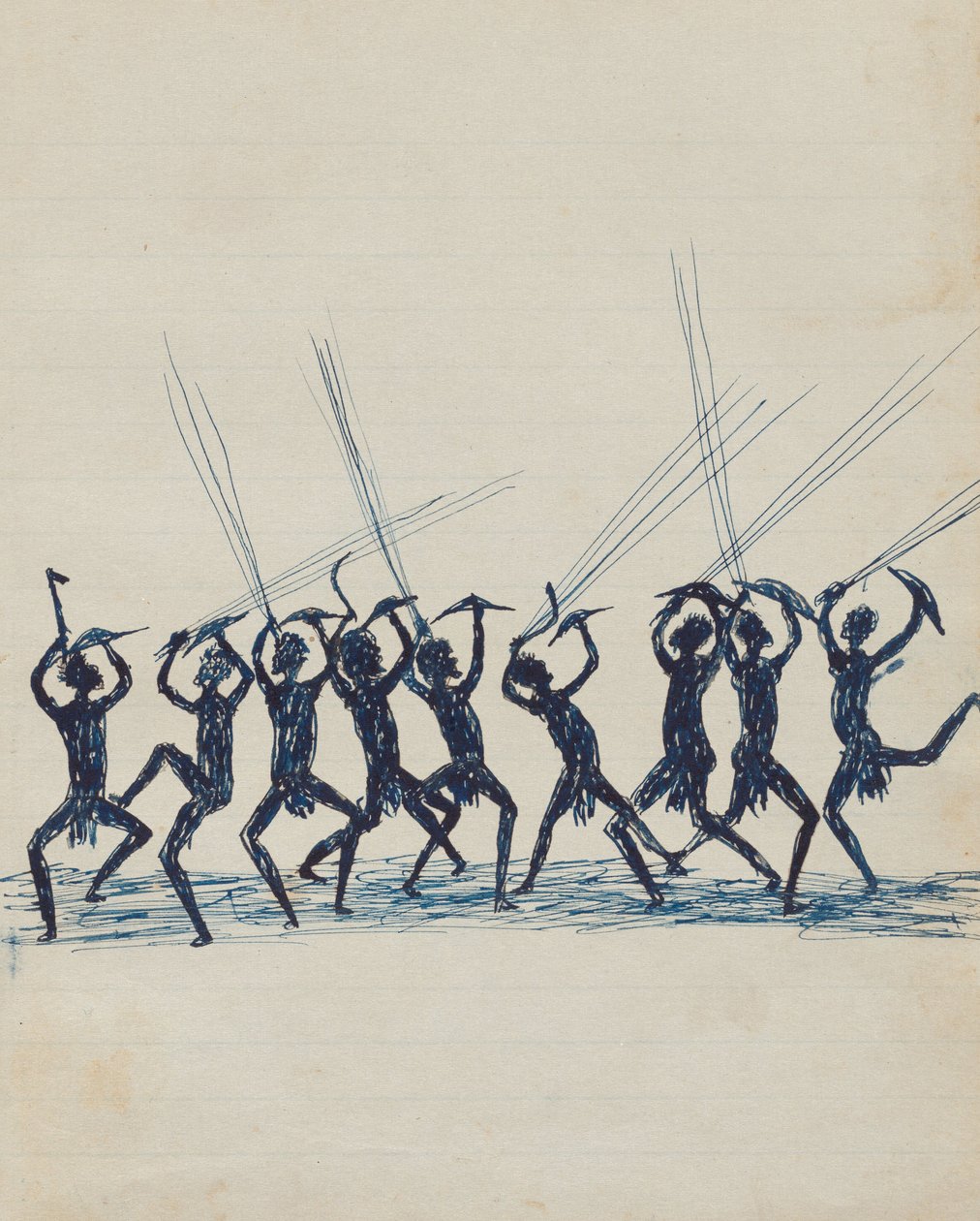 Kwatkwat mensen - (Aboriginals vechten) Schetsboek voornamelijk van activiteiten van Aboriginals en Witten door Tommy McRae