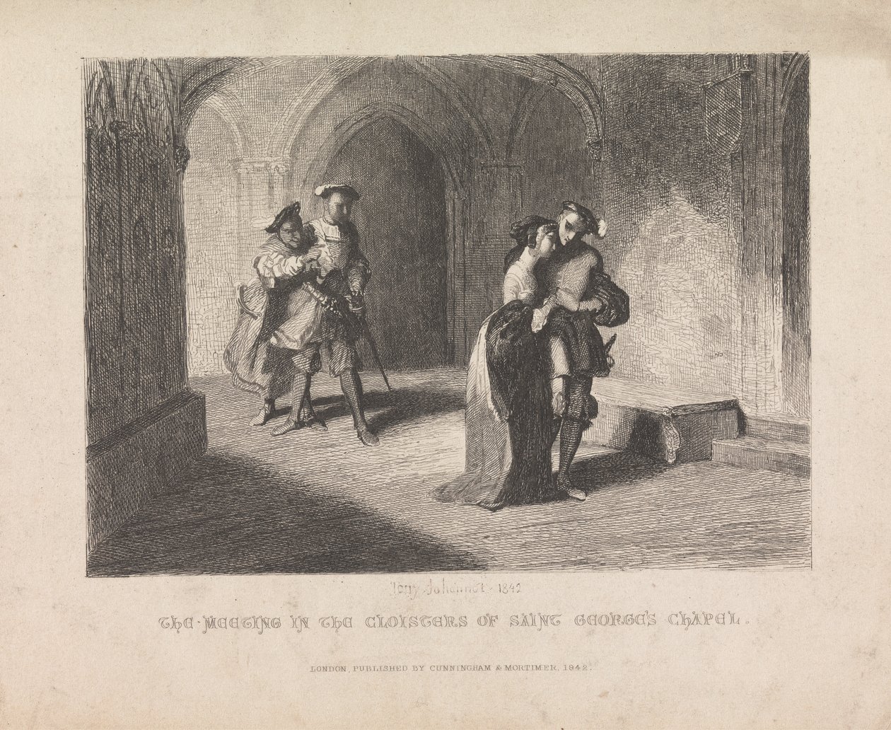 De ontmoeting in de kloosters van de Sint-Joriskapel door Tony Johannot