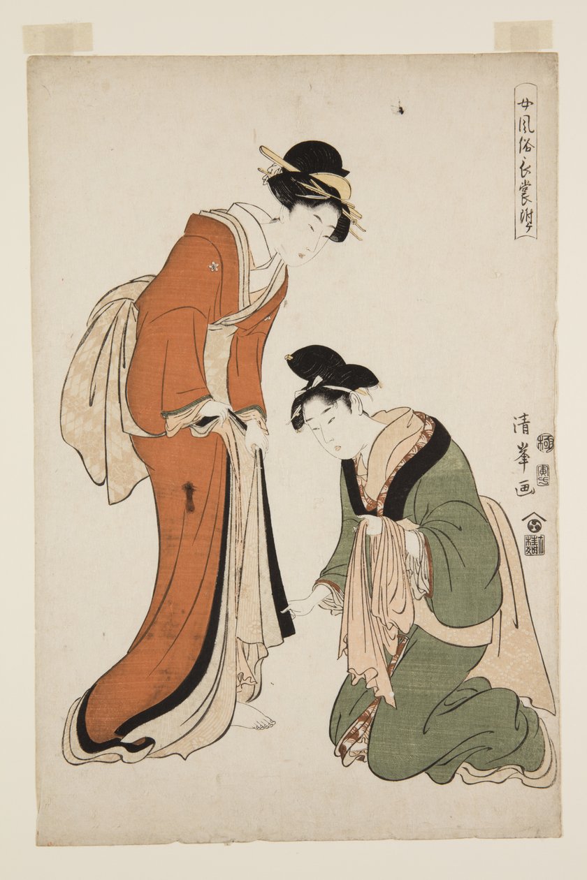 Modieuze Vrouwelijke Lange Jurken Bijlage door Torii (Torii Kiyomitsu II) Kiyomine