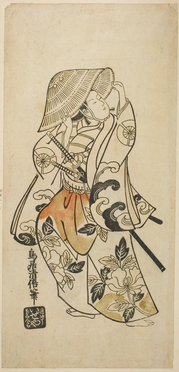 De acteur Tamazawa Saijiro in een onbekende rol door Torii Kiyomasu II