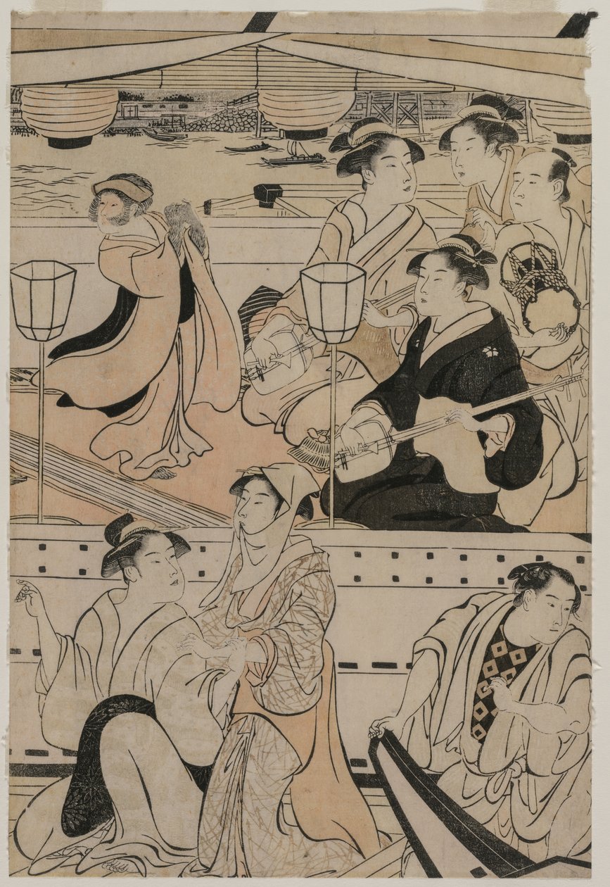Boottocht op de Sumida-rivier, 1789 door Torii Kiyonaga