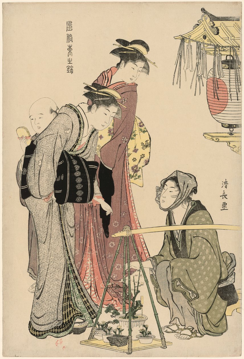 Planten kopen, uit de serie "Een brokaat van oosterse manieren" door Torii Kiyonaga