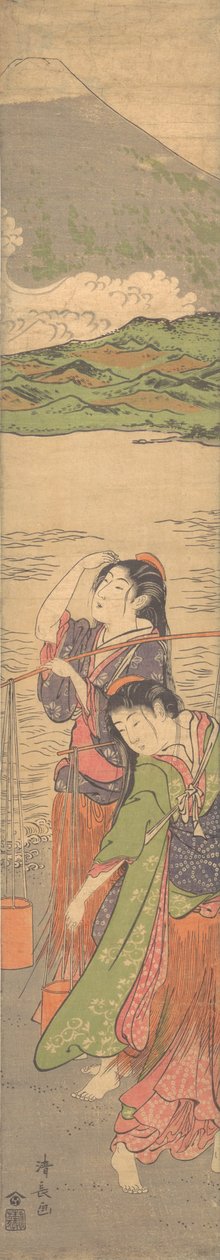 Dans van de strandmeisjes door Torii Kiyonaga