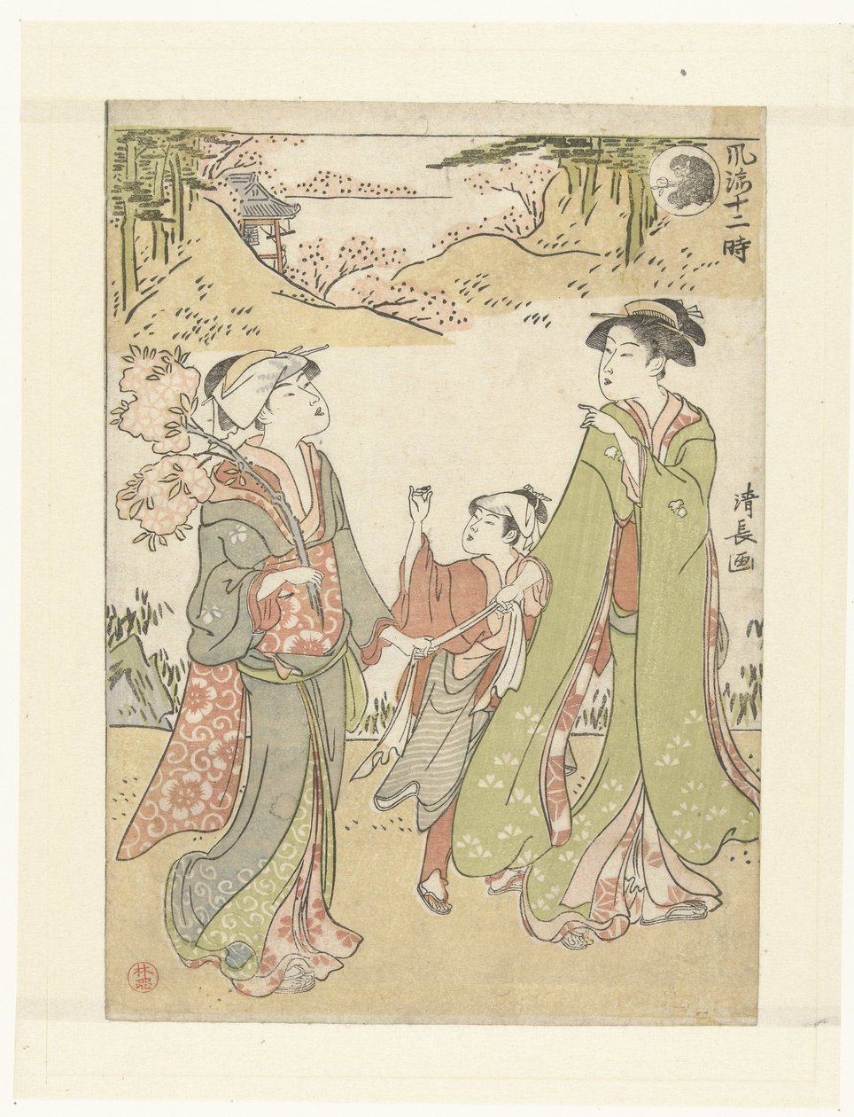 Het uur van de aap door Torii Kiyonaga