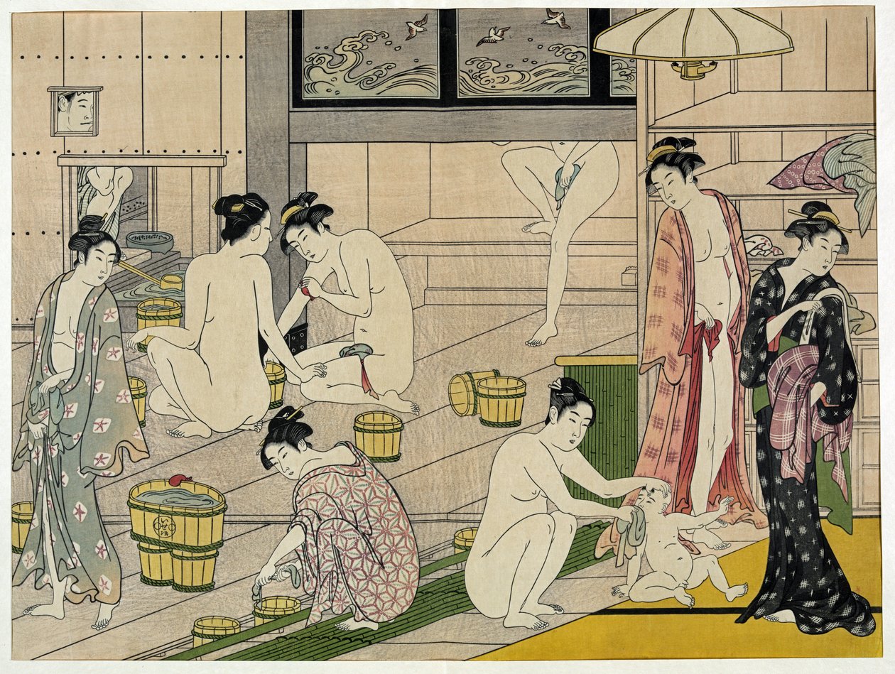 Het badhuis voor vrouwen door Torii Kiyonaga