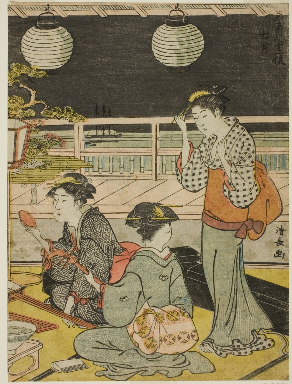 De Zevende Maand (Shichigatsu), uit de serie "Twaalf Maanden in het Zuiden (Minami juni ko)" door Torii Kiyonaga