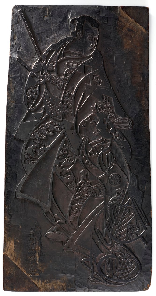 Ontwerp van twee figuren, een man en een meisje, Edo-periode, ca. 1685-1729 door Torii Kiyonobu I