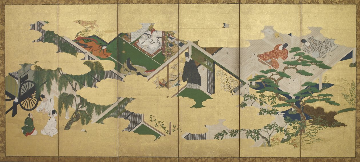Het verhaal van Genji, hoofdstuk 2: Bezoek van Prins Genji aan Utsusemi, Edo periode door Tosa Mitsuoki