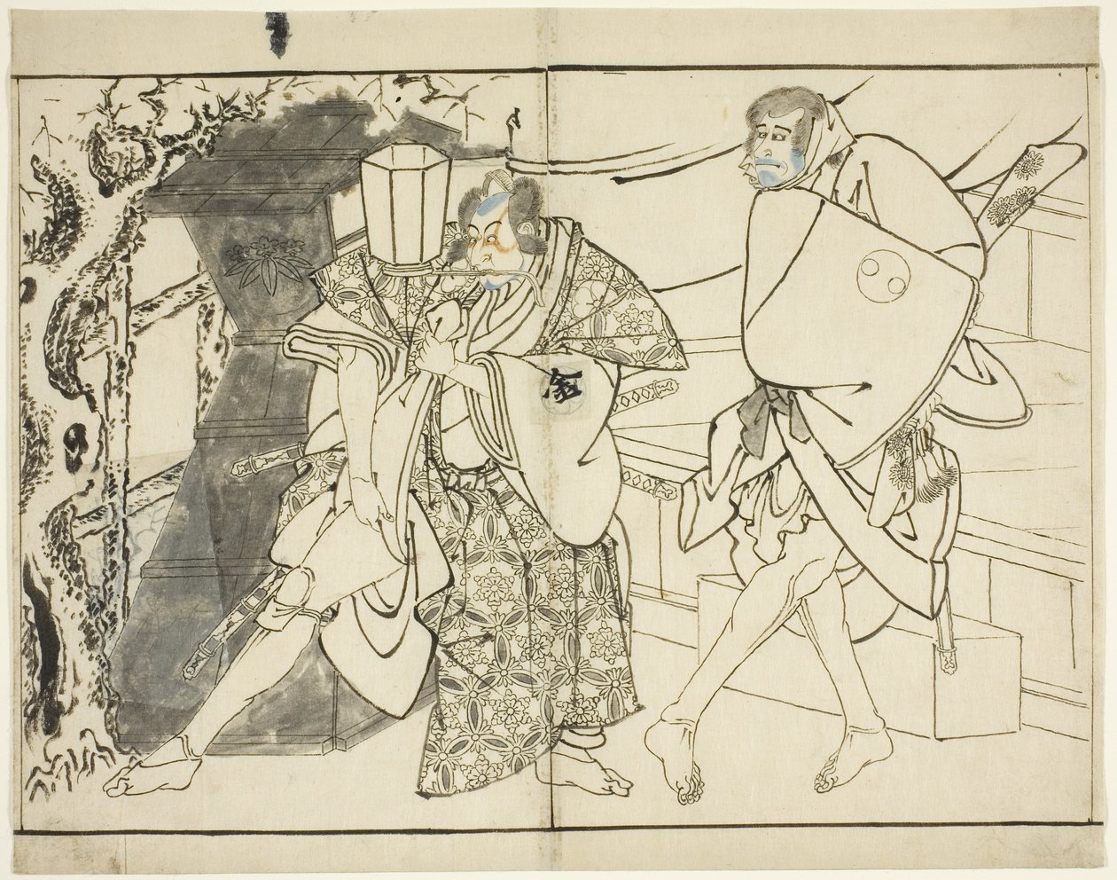 De Acteurs Arashi Ryuzo en Morita Kanya VIII, 1794 door Toshusai Sharaku