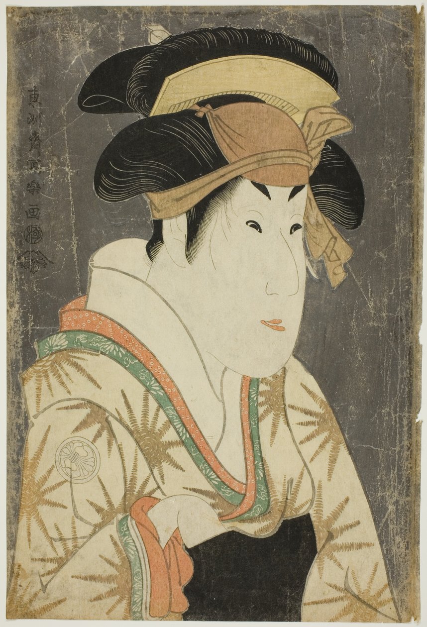 De acteur Segawa Kikunojo III als Oshizu, vrouw van Tanabe Bunzo door Toshusai Sharaku
