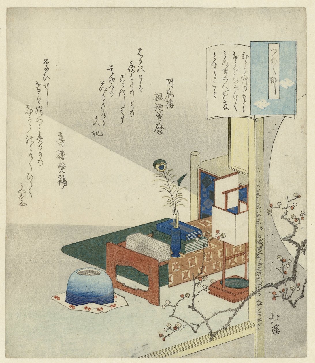 Stilleven met schrijftafel door Totoya Hokkei