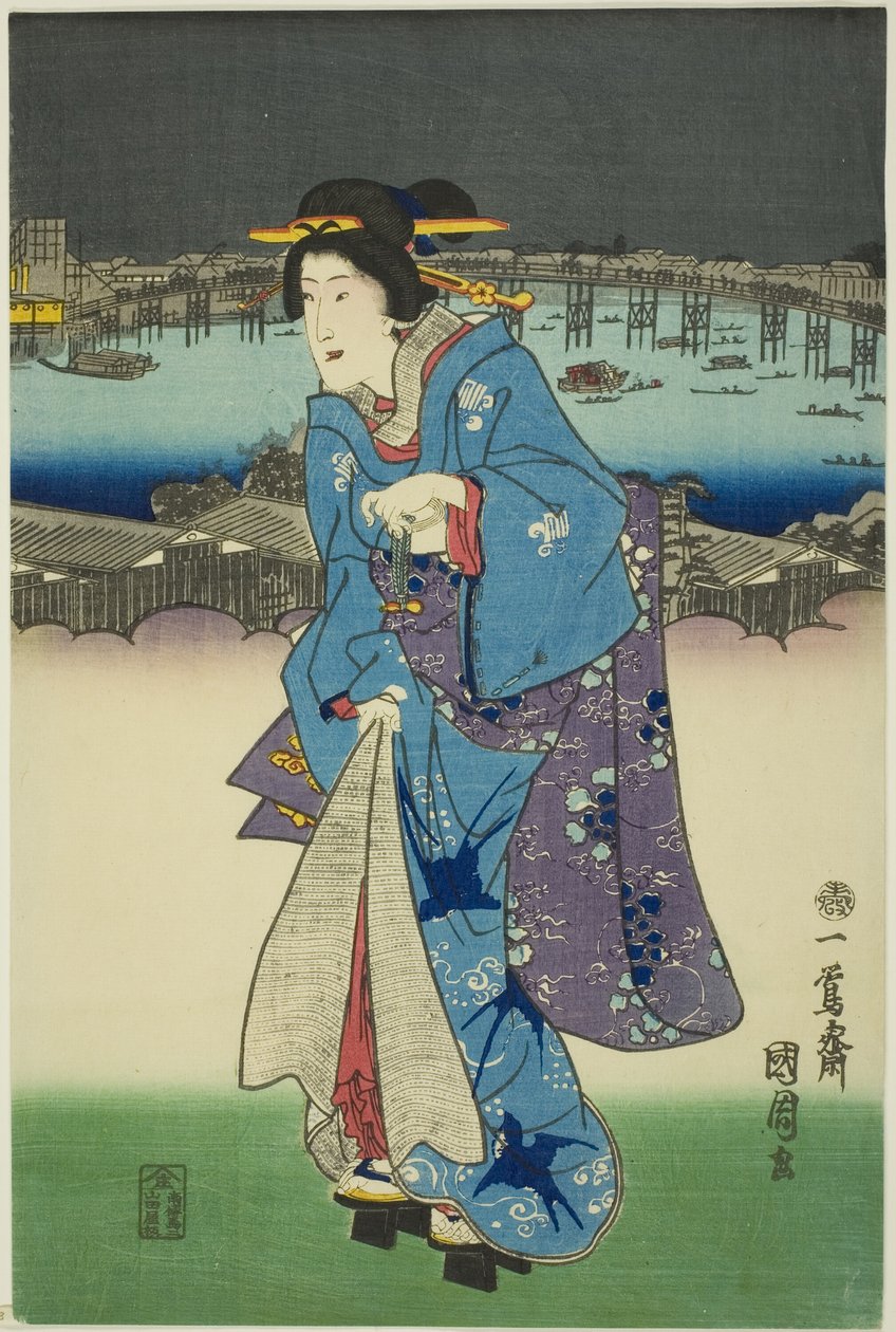 Avondvermaak in Ryogoku in de Oostelijke Hoofdstad door Toyohara Kunichika