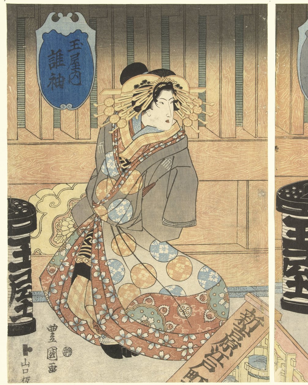 Drie courtisanes uit het Tamaya huis door Toyokuni (II) , Utagawa