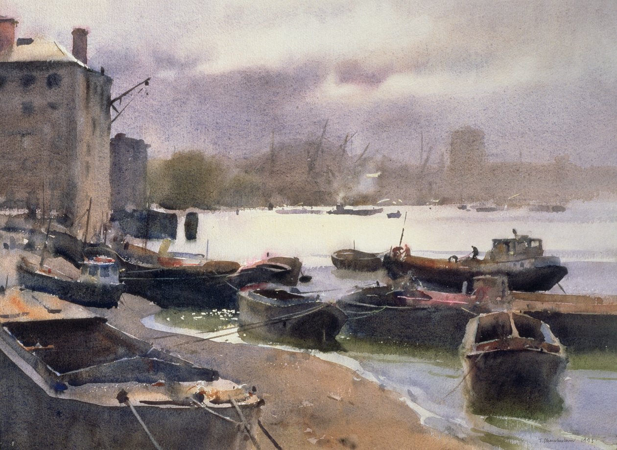 Een cluster van lichters, rivier de Theems door Trevor Chamberlain