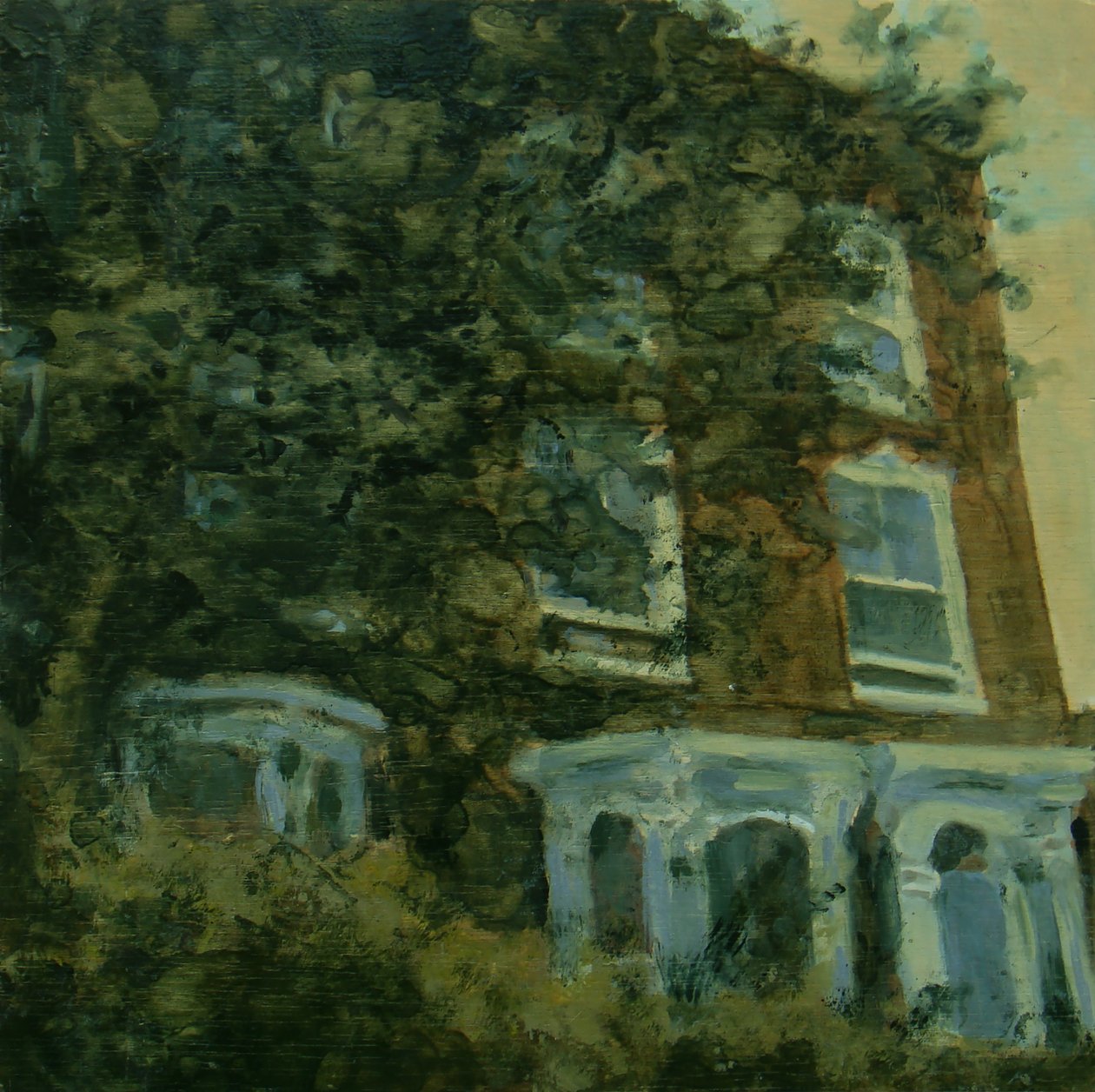 Een plek om te wonen 35, 2012 (olieverf op multiplex) door Trevor Burgess